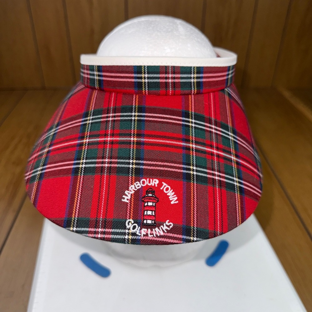 Kate Lord Harbour Town Golf Links Red Plaid Sun Visor Coil Back Hat